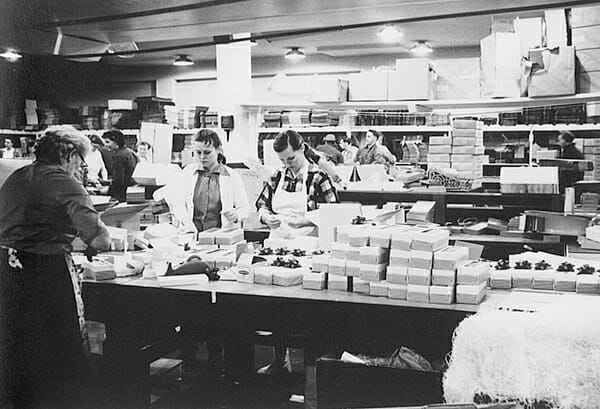 Workers Packaging Dobosh Tortes in Pre 1970's Setting