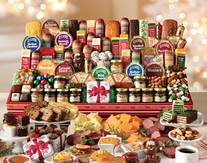 Large Christmas Food Gift - 79 snack size items, Cheese, Sausage, Nuts, Bakery - Credit Available