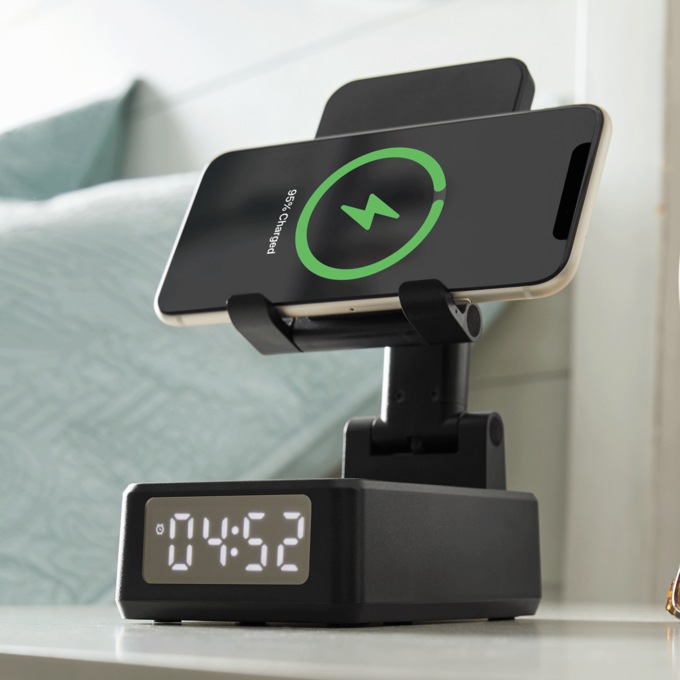 Speaker/Clock Phone Holder with Wireless Charging, , large