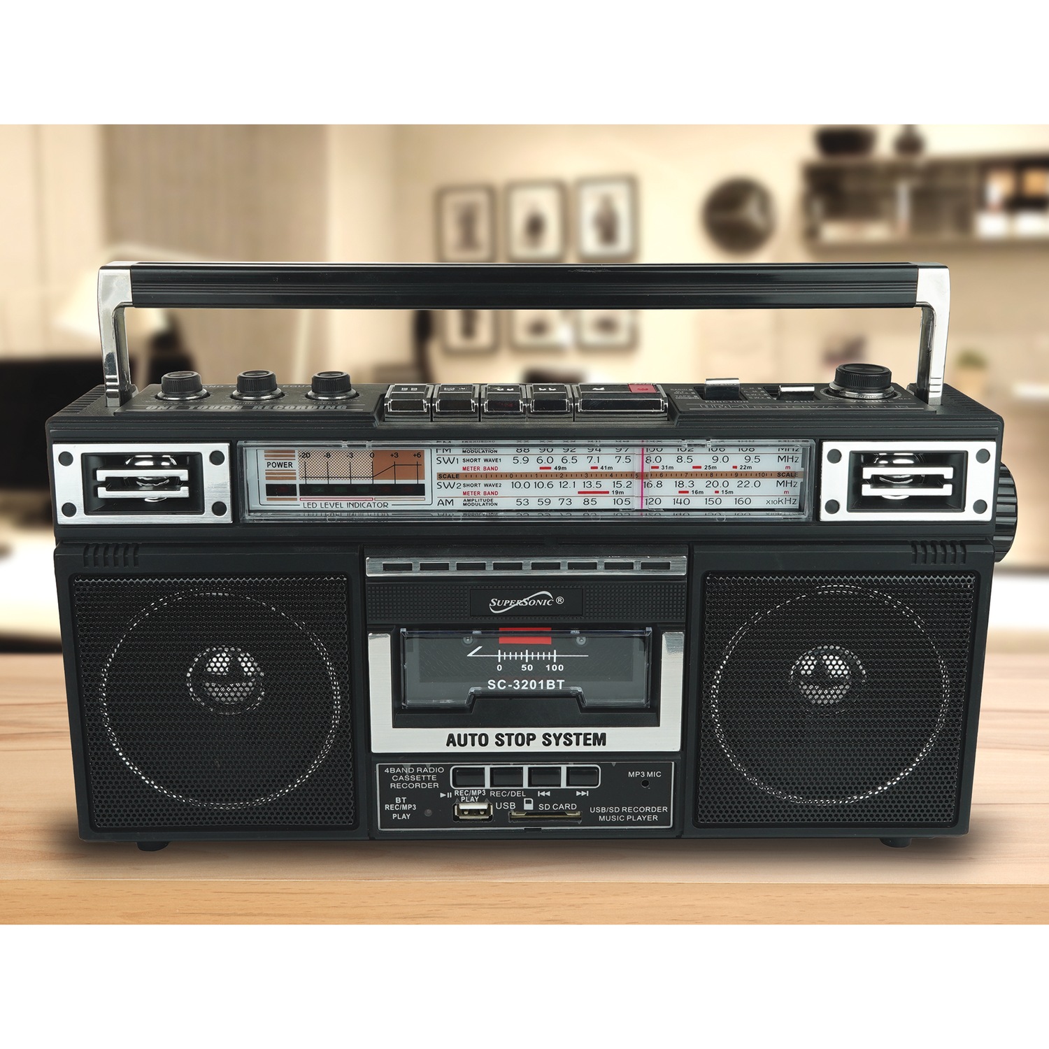 Supersonic 4-Band Radio and Cassette Player with Bluetooth
