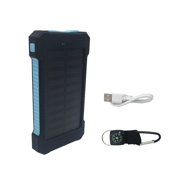 10,000mAh Solar Power Bank, Blue Black, large