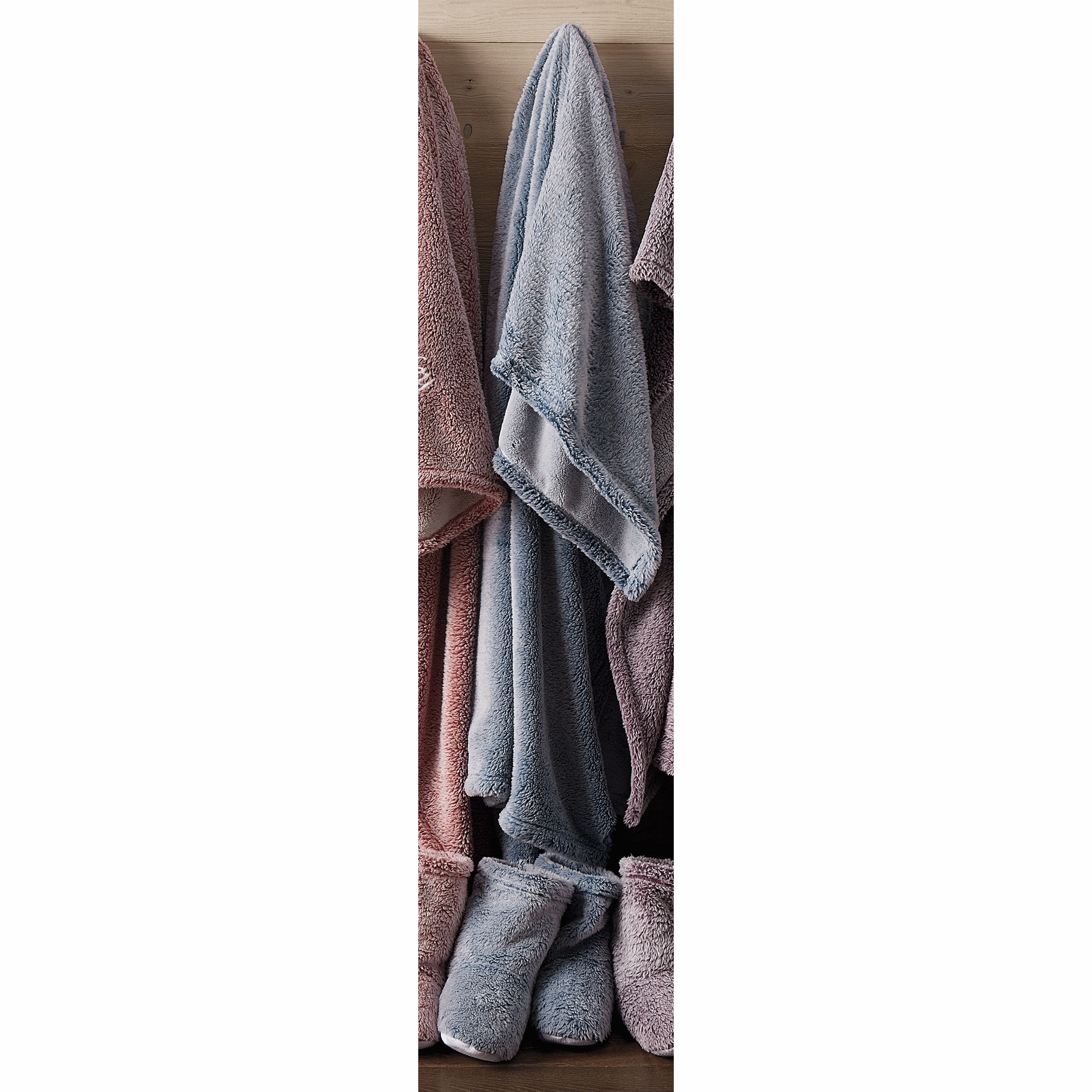 Ultraplush Throw Blanket and Bootie Slippers Gift Set, Navy Marled, large