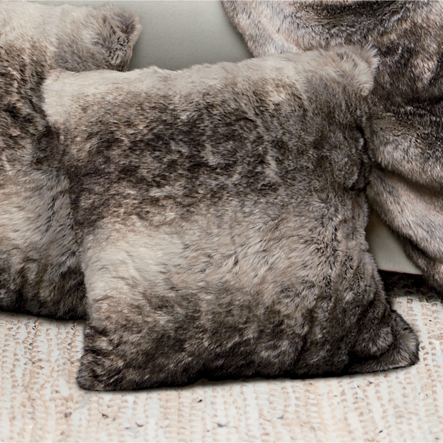 Gray store fur pillows