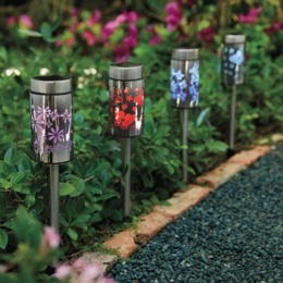 Set of 4 Whimsical Solar Path Lights, , large