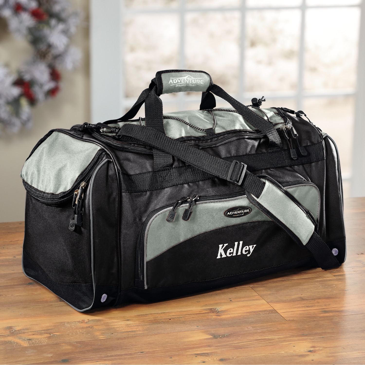 Personalized Duffel Bag with Shoe Pocket and Lockable Zips | Swiss Colony Personalized Duffel Bag with Shoe Pocket and Lockable Zips | Swiss Colony