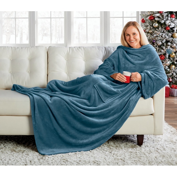 Plush Sleeved Throw, , large