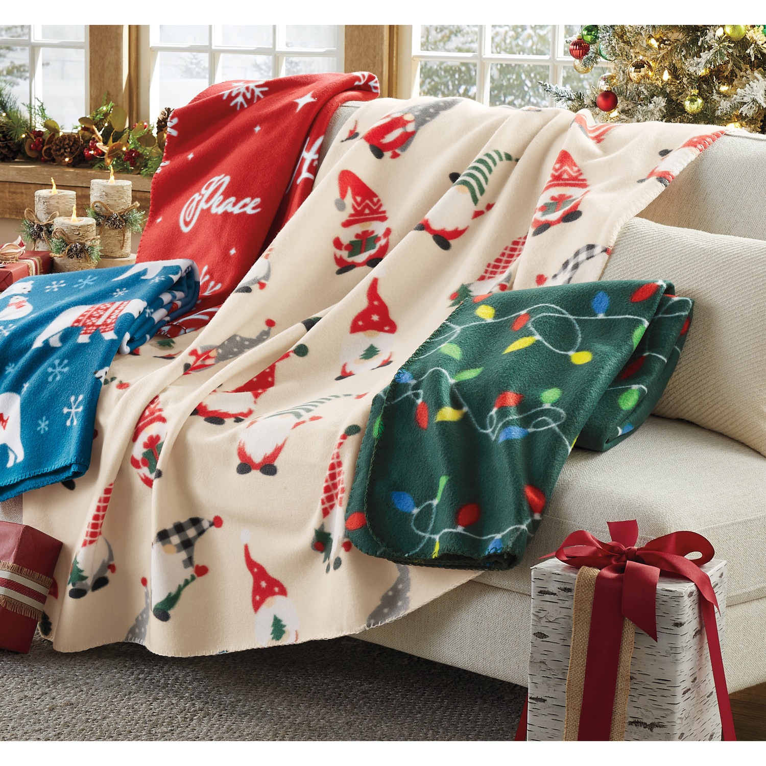Cheap christmas fleece on sale blankets