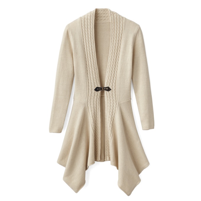 Cable Buckle Cardigan, Oatmeal, large