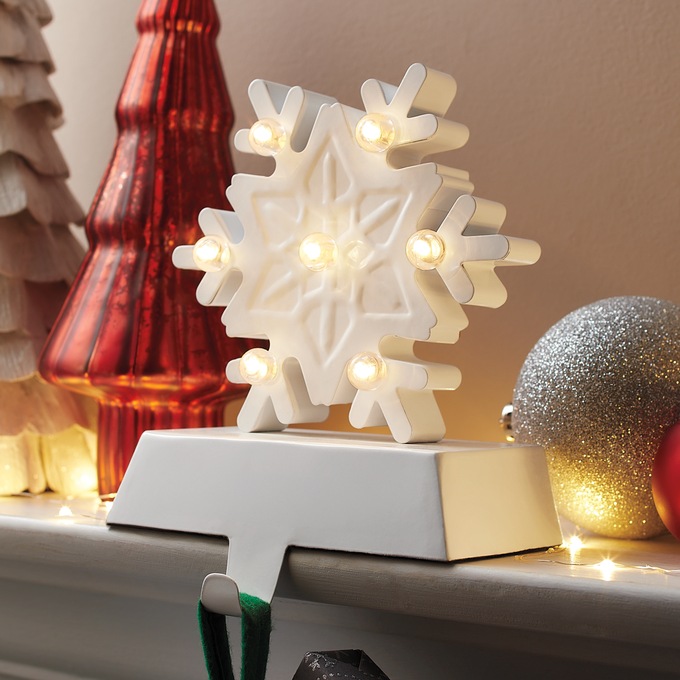 Lit Snowflake Stocking Holder, , large