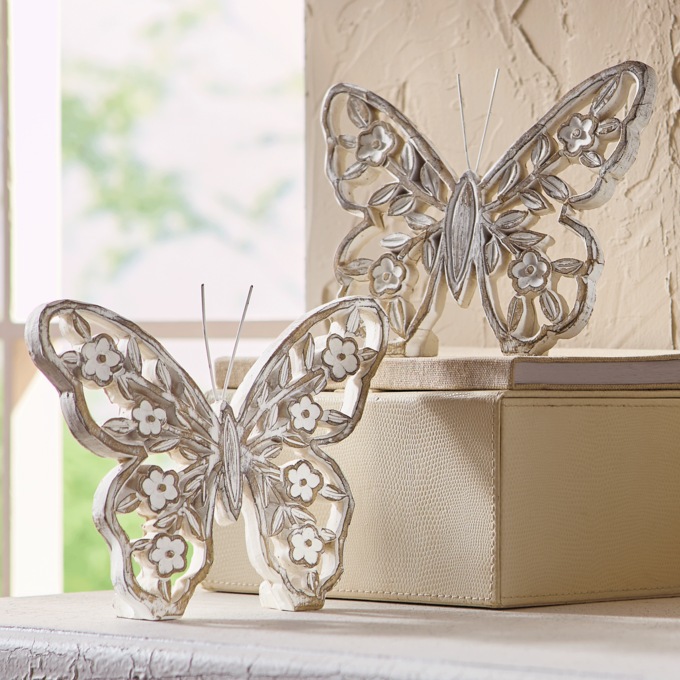 Set of 2 Butterfly Figurines, , large