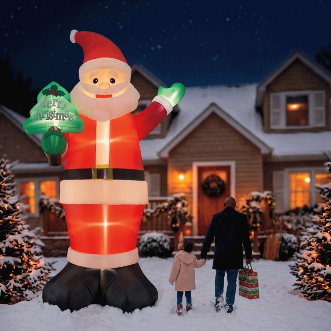 15' Merry Christmas Santa Lit Inflatable, Multi, large