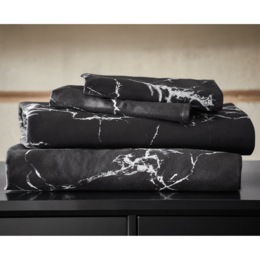 Black Marble Microfiber Print Sheet, , large