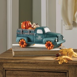 LED Lit Vintage Harvest Pumpkin Truck with Timer, , large