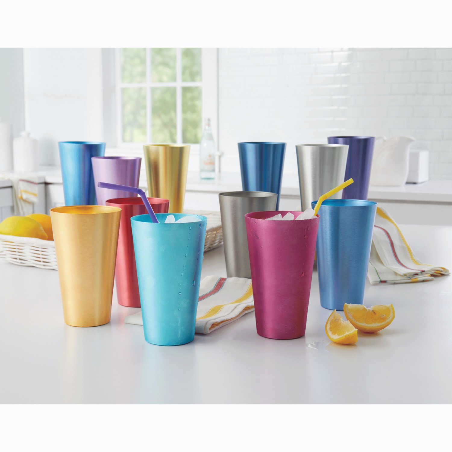 Set of 6 Aluminum Tumblers, Brights