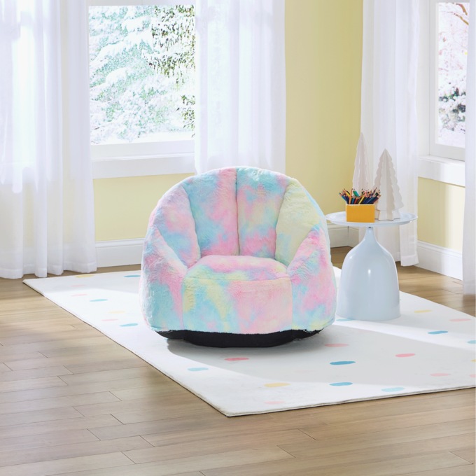 Kids’ Tie-Dye Bean Bag Chair, Rainbow, large
