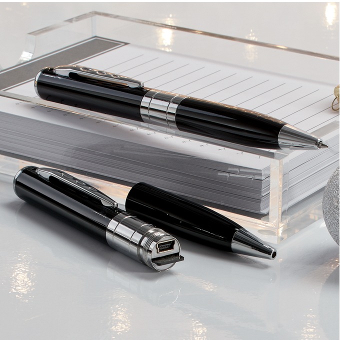 Spy Camera/Voice Recorder Pen, Silver Black, large