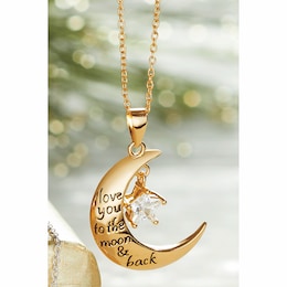 Cubic Zirconia Star/Moon &amp; Back Pendant, , large