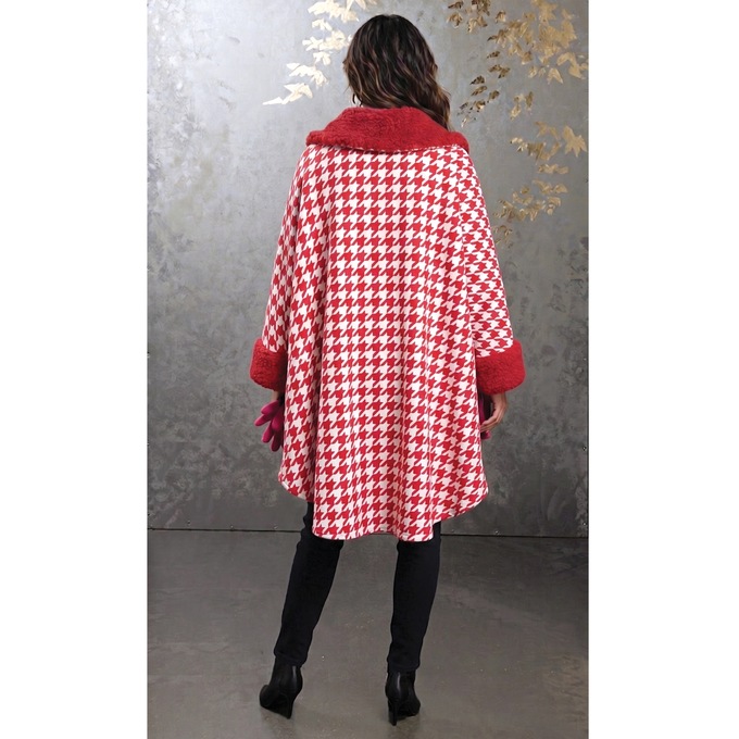 Sherpa-Trimmed Matching Fleece Cape with Gloves, , large