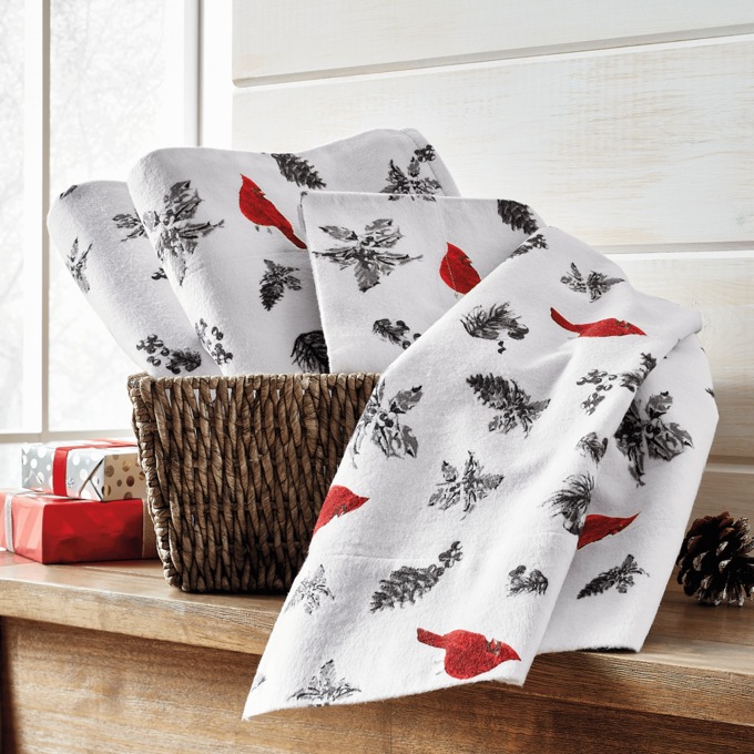 Cardinal Print Cotton Flannel Sheet Set, , large