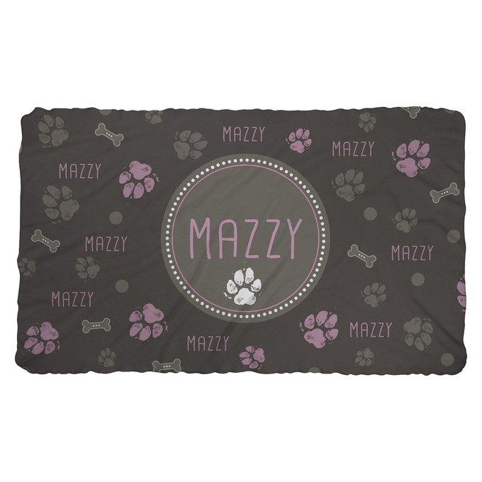 Personalized Paw-and-Bones Pattern Throw Blanket, , large