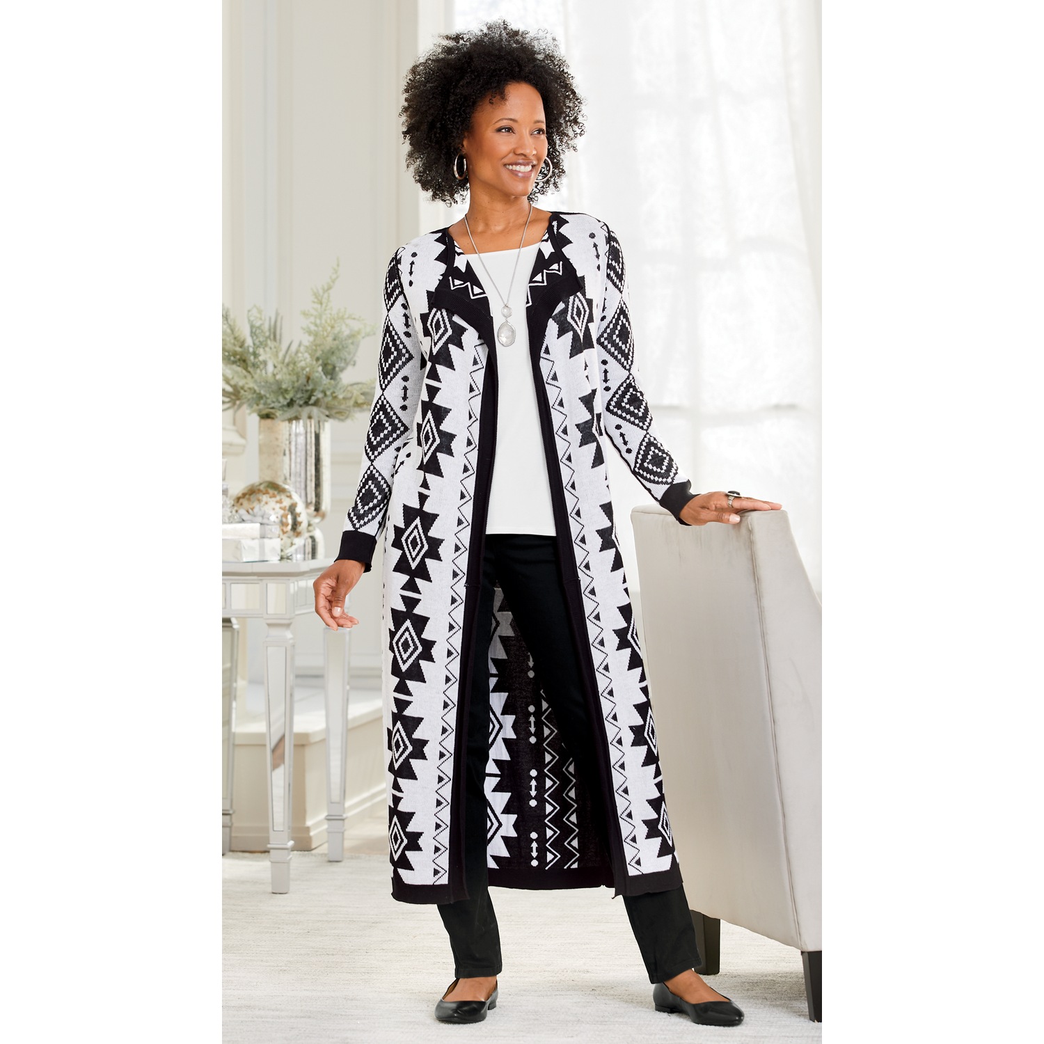 Long white clearance sweater duster