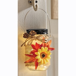 Solar Lit Fall Mason Jar, , large