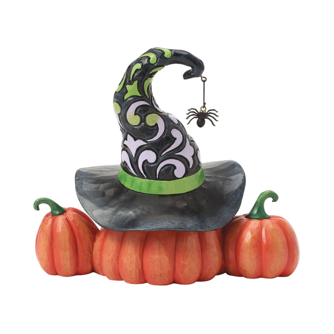 Jim Shore LED Lit Three Jack-O'-Lantern Hand-Painted Figurine, Multi, large