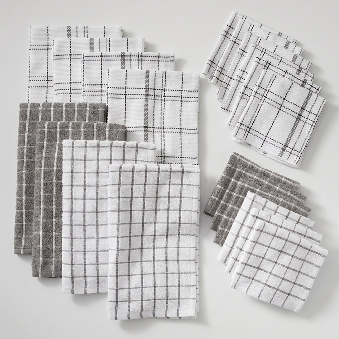 Color Connection 20-piece Kitchen Towel Set, Gray, large