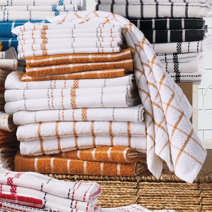 Color Connection 20-Piece Kitchen Towel Set in Absorbent Cotton, Sunset Orange, large