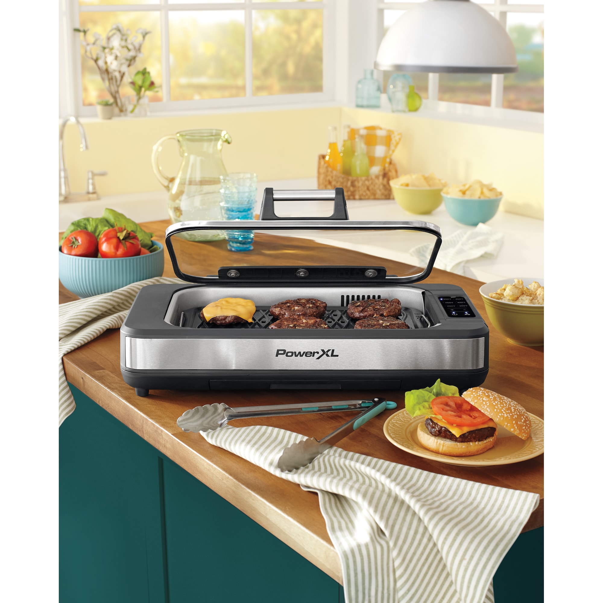 PowerXL Smokeless Grill Family Size- with Tempered Glass Lid with