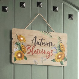 Lit Autumn Blessings Sign, , large