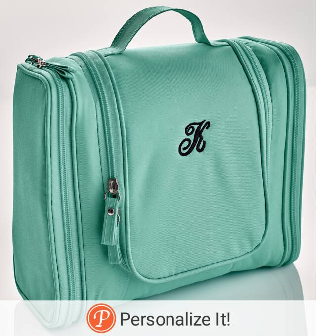 Personalized hanging toiletry bag deals