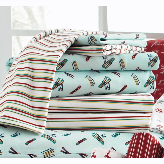 Holiday Print 2-Pack Flannel Sheet Set, , large