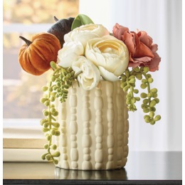 Romantic Fall Faux Floral Arrangement in Pot, , large