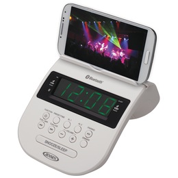 JENSEN Bluetooth Clock Radio with Smartphone Holder, , large