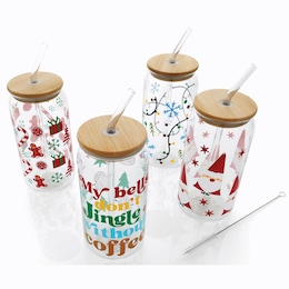 Set of 4 Christmas Tumblers, , large