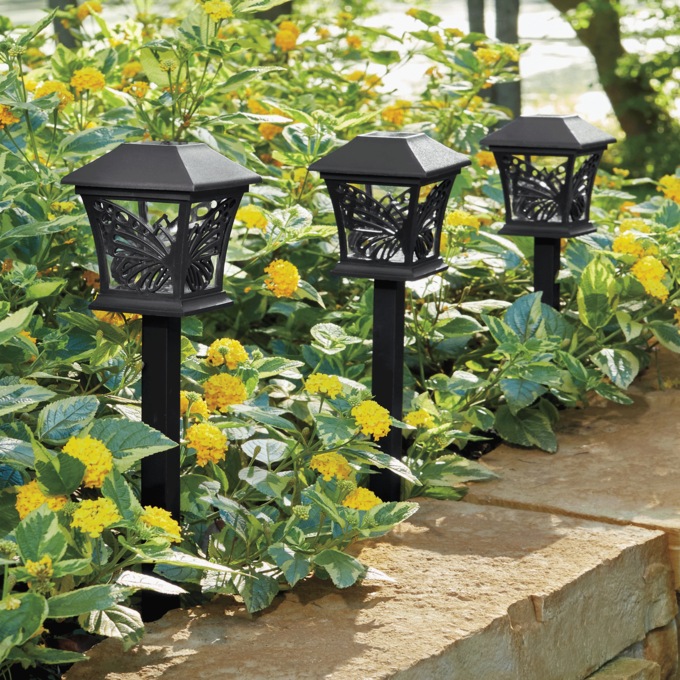 Set of 3 Solar Butterfly Stakes, , large