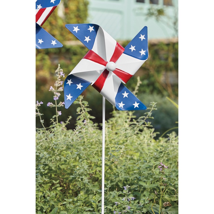  Americana Pinwheel Yard Stake, Blue Stars White with Red, large
