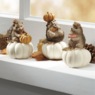 Set of 3 Hedgehogs on White Pumpkins, , large