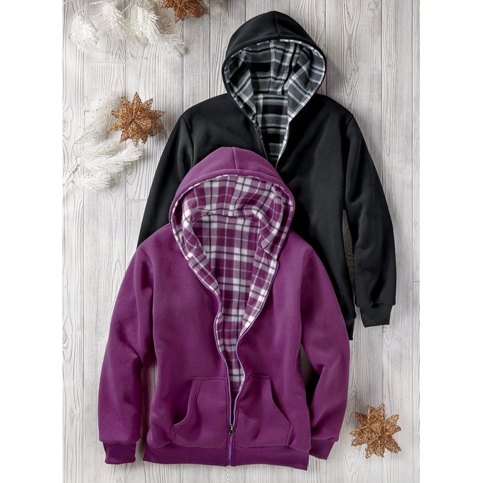 Women's Fleece Reversible Hoodie, , large