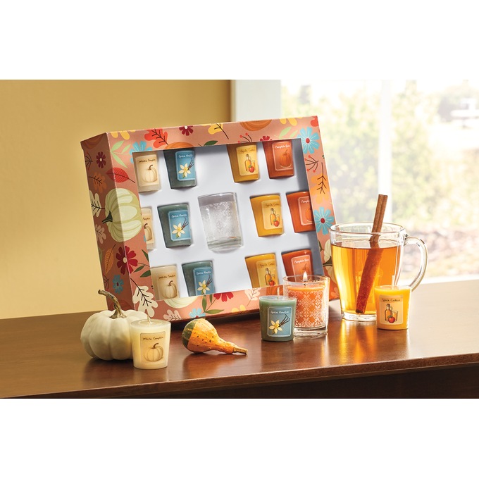 13-Piece Autumn-Scented Pumpkin Votive Candle Set, Multi, large