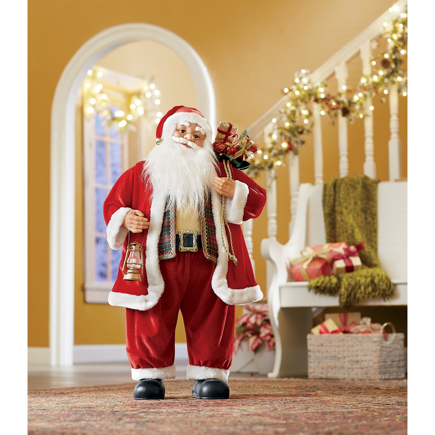 Animated Santa with Gift Bag and Lantern | Swiss Colony