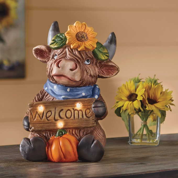 Lit Welcome Fall Highland Cow | Fall Home D&eacute;cor, Multi, large