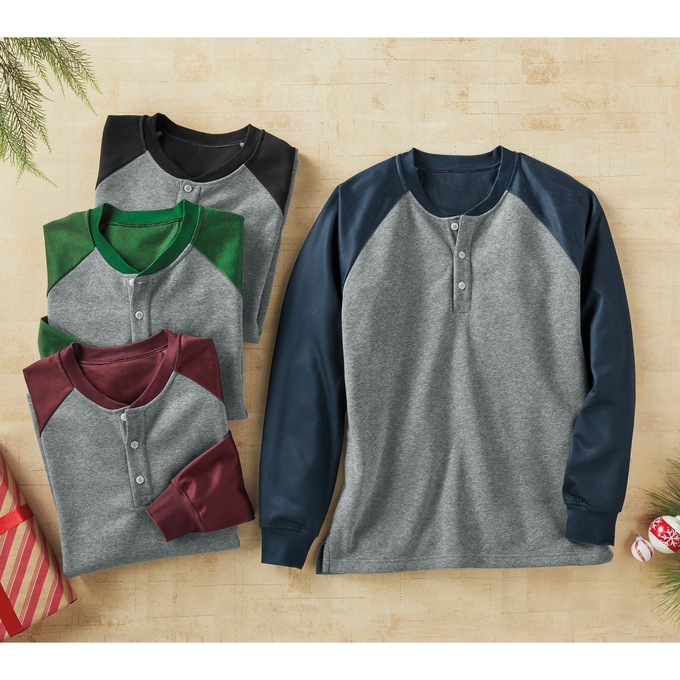 Raglan Fleece Henley, , large