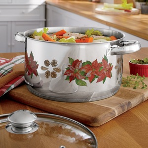 Poinsettia 6-Quart Stockpot with Lid, , large
