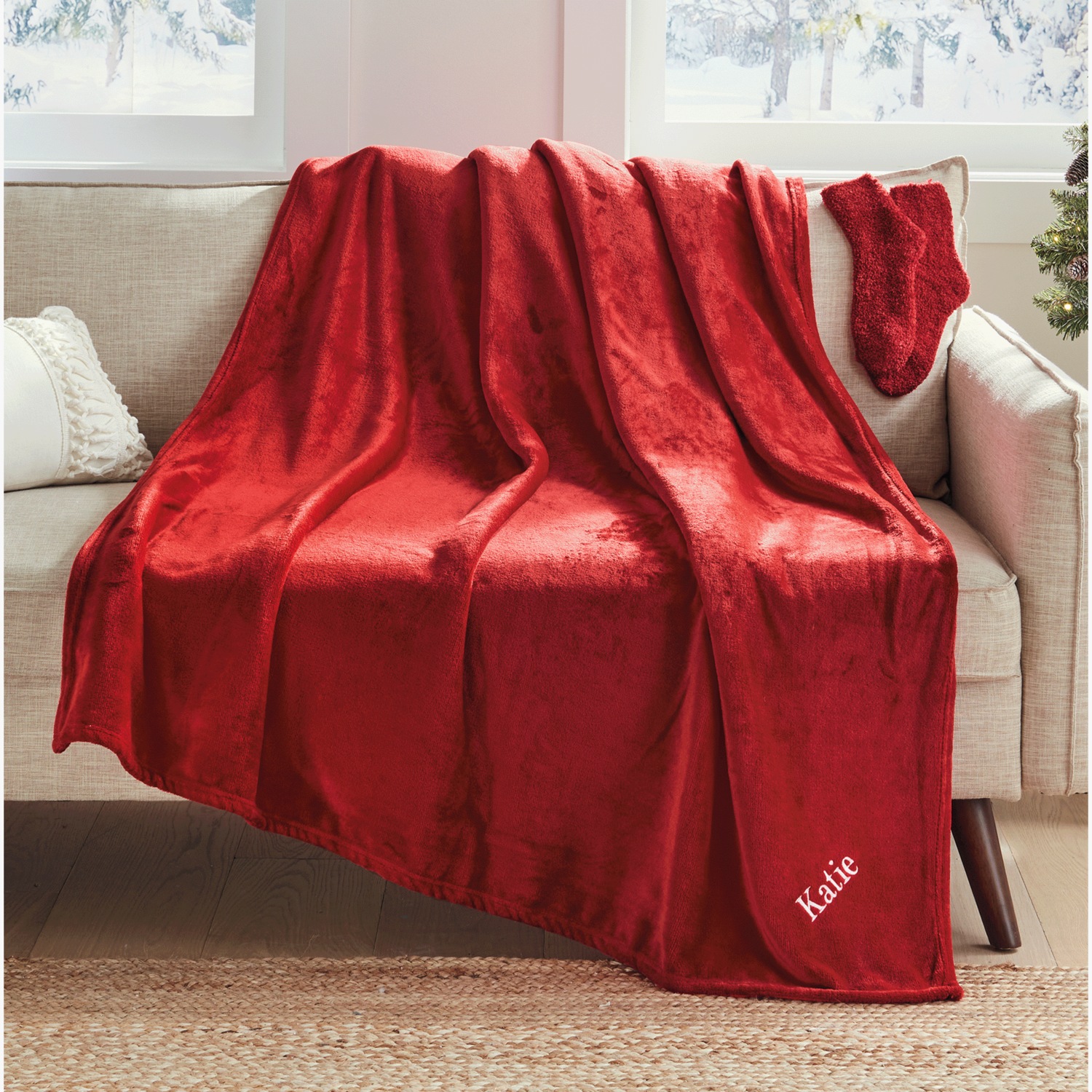 Snuggly Throw Blanket and Socks Gift Set | Swiss Colony