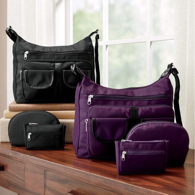 3-Piece Multi-Pocket Satchel Set, , large