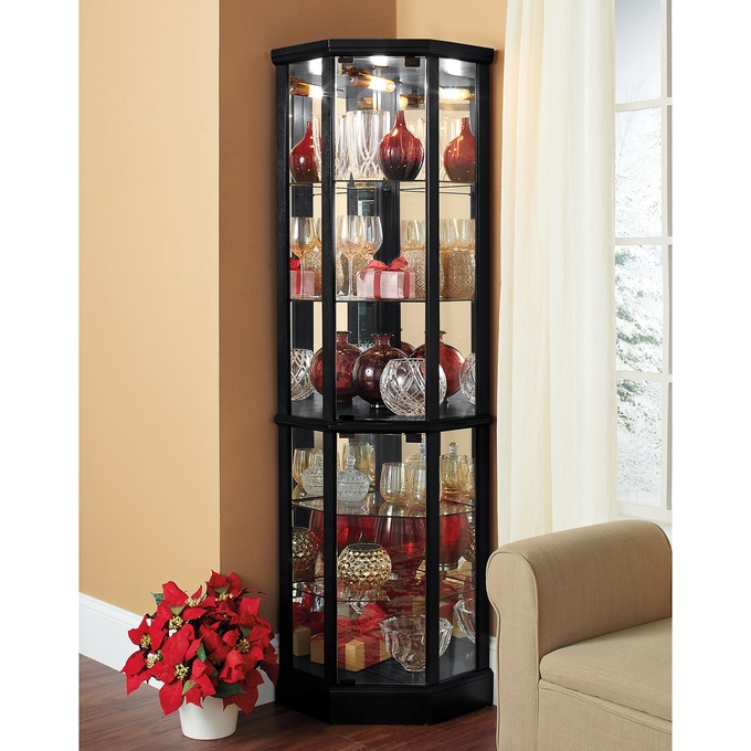 Lighted corner curio cabinet for sale top