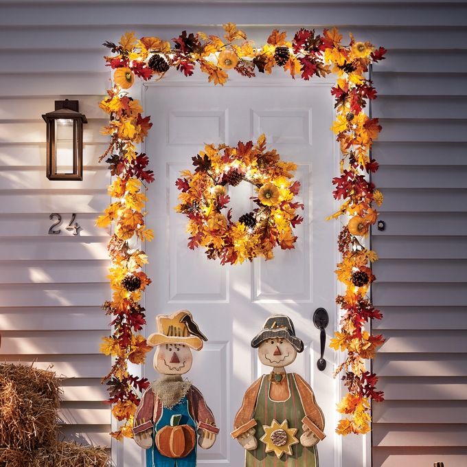 Lit Fall Wreath, , large
