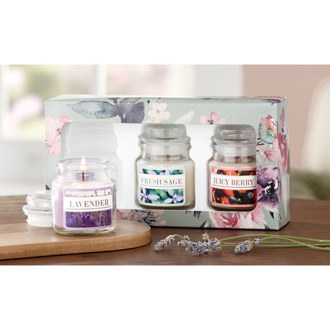 3-Piece Fresh Fragrance Small Jar Candle Set, , large